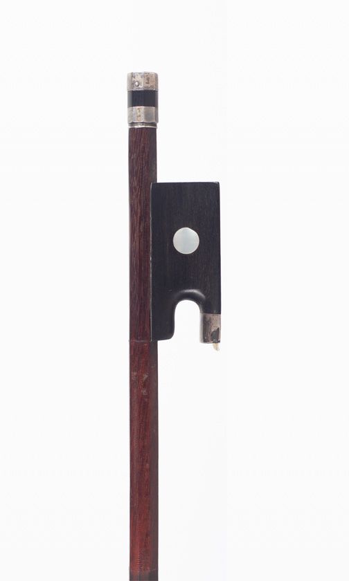A silver-mounted violin bow, unbranded