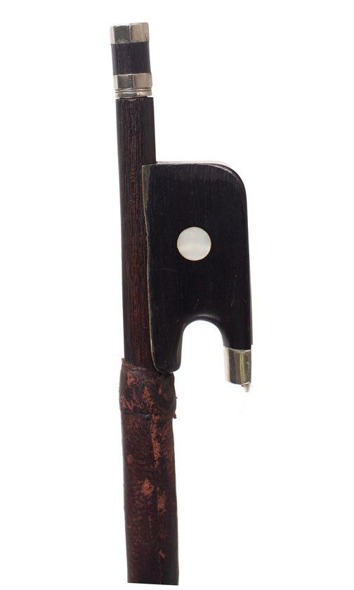 A nickel-mounted cello bow, unstamped
