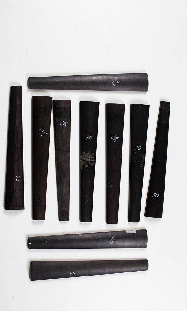 Ten violin fingerboards