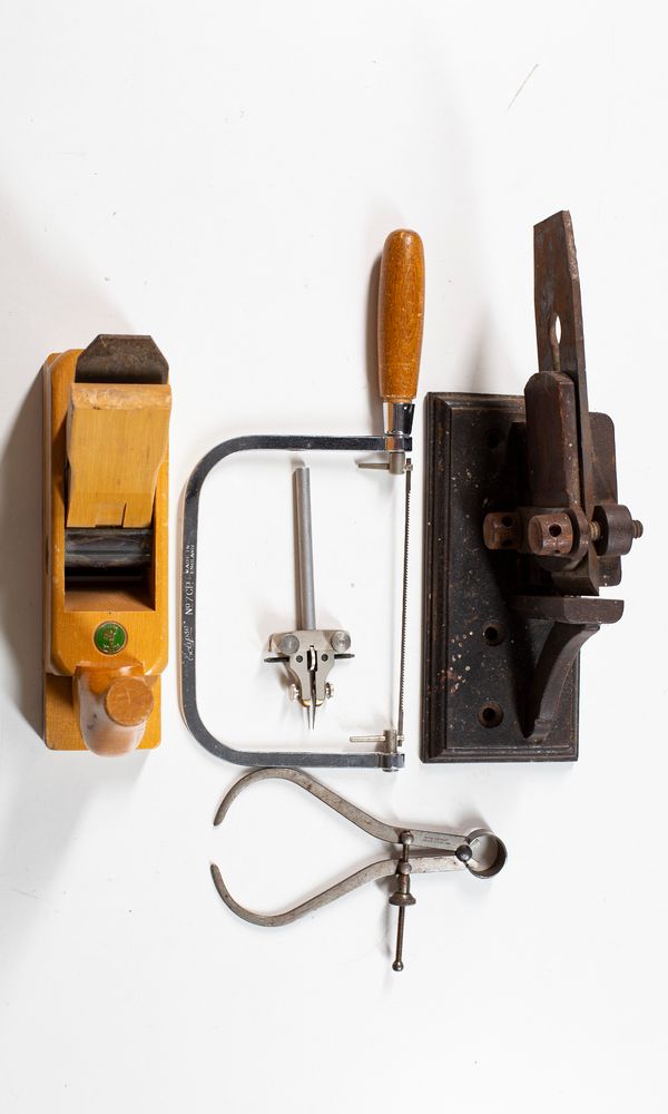 A selection of violin making tools