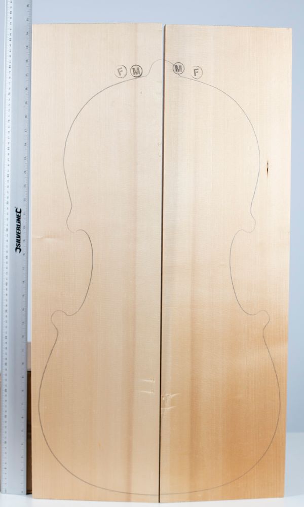 A cello front, spruce