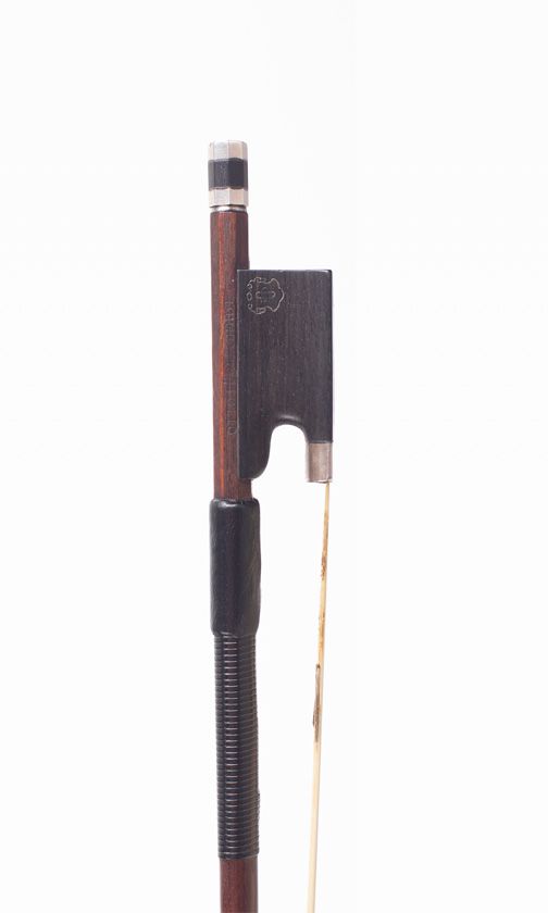 A silver-mounted violin bow, branded Otto Dürrschmidt