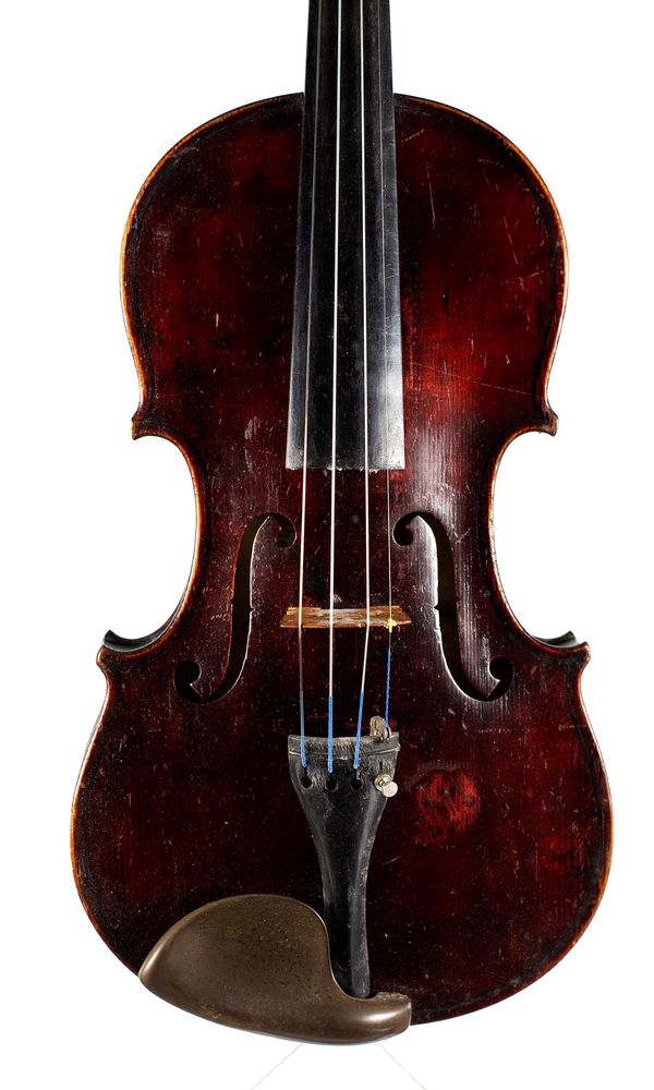 A violin, labelled Wilhelm Kruse