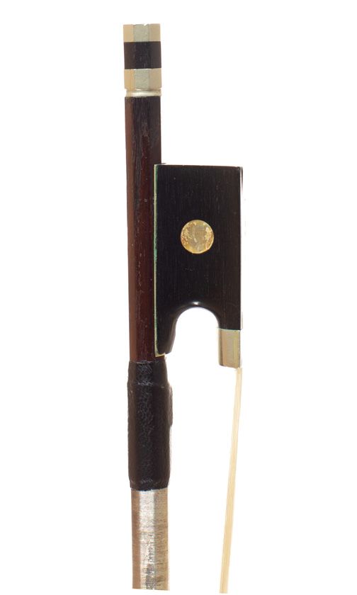 A nickel-mounted violin bow, unbranded