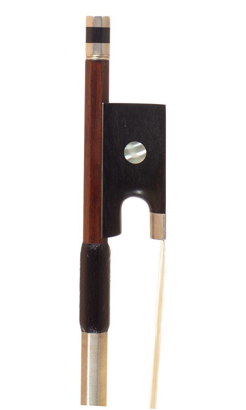 A silver-mounted violin bow, unbranded