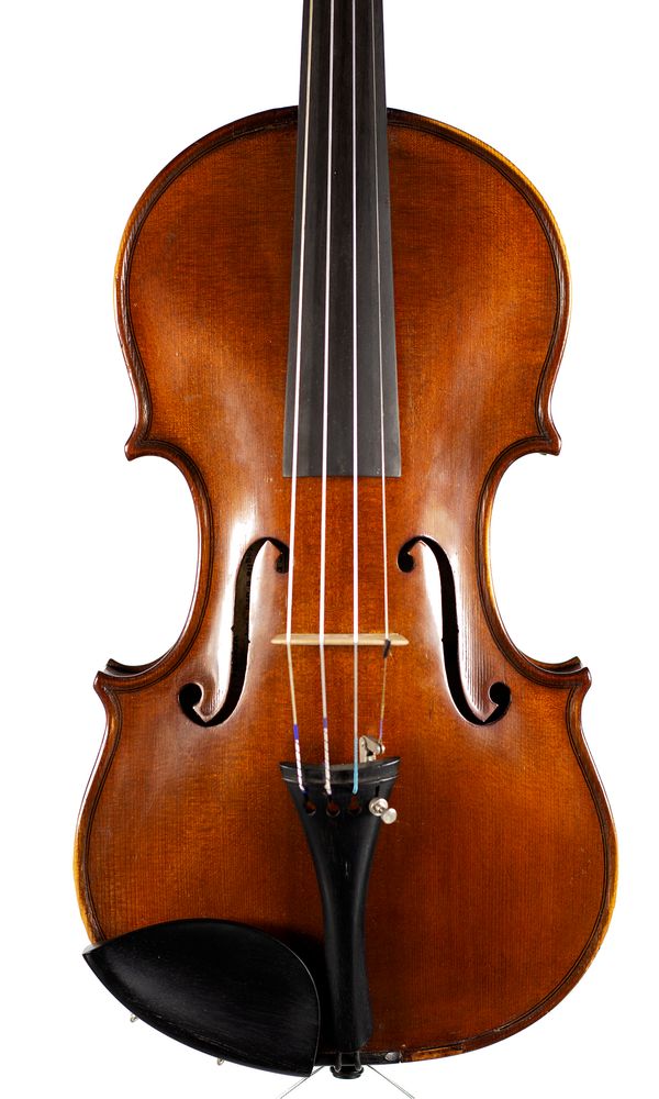 A violin, labelled Eugenio Degani