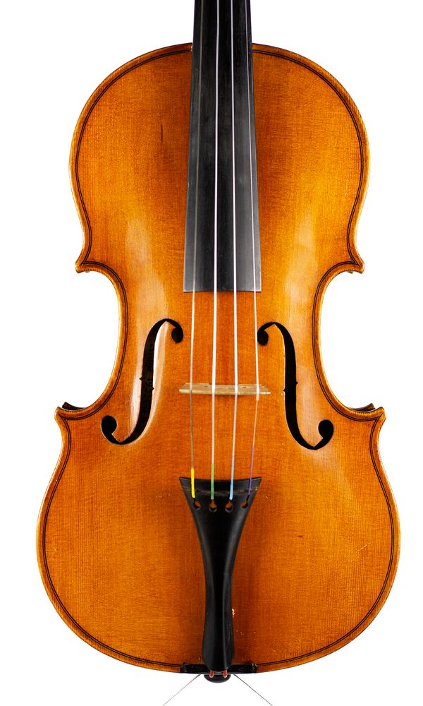 A violin, labelled Andrea Bisiach