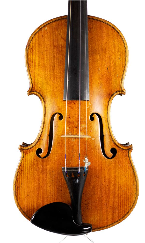 A violin, labelled Lorenzo Ventapane