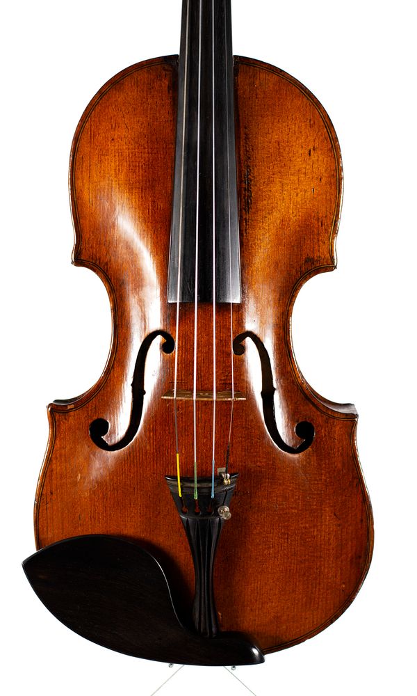 A violin, labelled Matthias Albanus