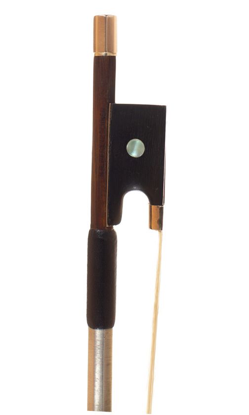 A gold-mounted violin bow, by H. R. Pfretzschner