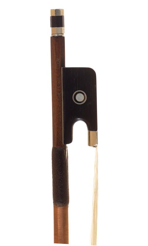 A nickel-mounted violin bow, branded Francois Lotte