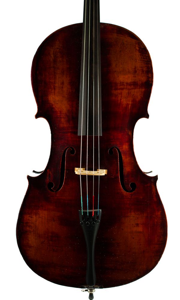 A cello, labelled Micael Deconet