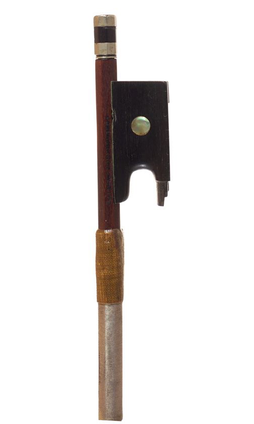 A nickel-mounted violin bow, by Albert Nurnberger