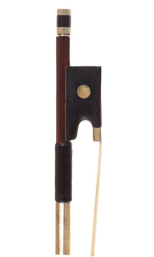 A nickel-mounted violin bow, unbranded