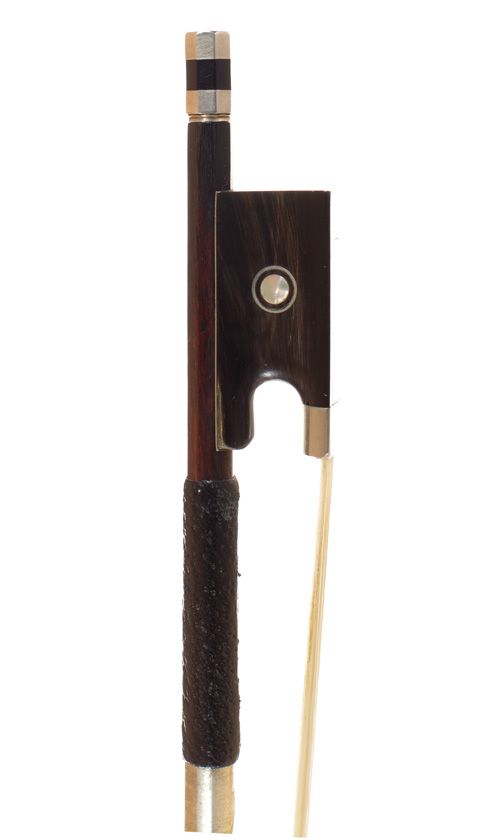 A silver-mounted violin bow, unbranded