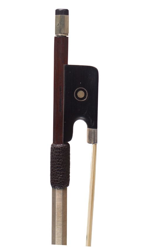 A silver-mounted violin bow, Workshop of  Jerome Thibouville-Lamy
