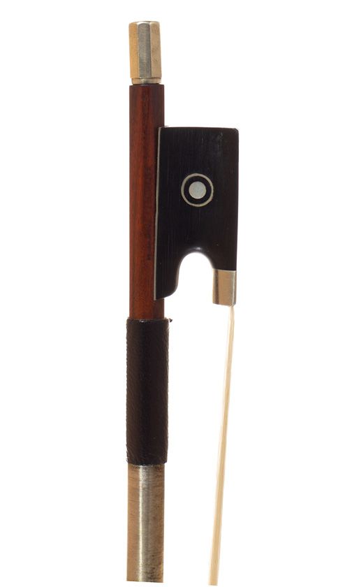 A nickel-mounted violin bow, unbranded