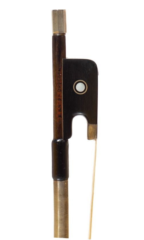 A silver-mounted violin bow, branded W. Knopf