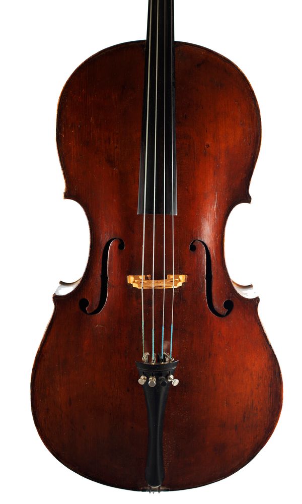A cello, labelled Carlo Tononi