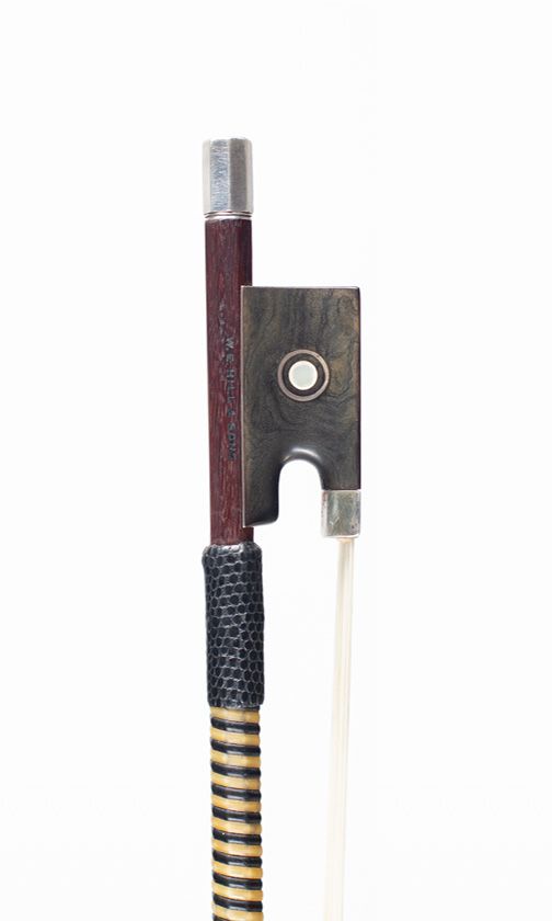 A silver-mounted violin bow by W. E. Hill & Sons