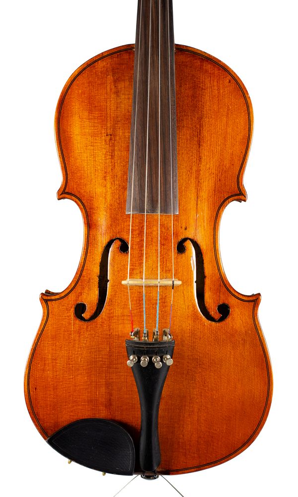A violin, labelled Antonius Stradivarius Cremonensis