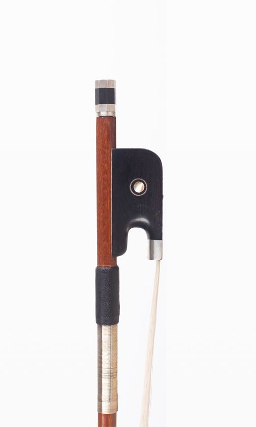 A three-quarter sized silver-mounted cello bow, unbranded
