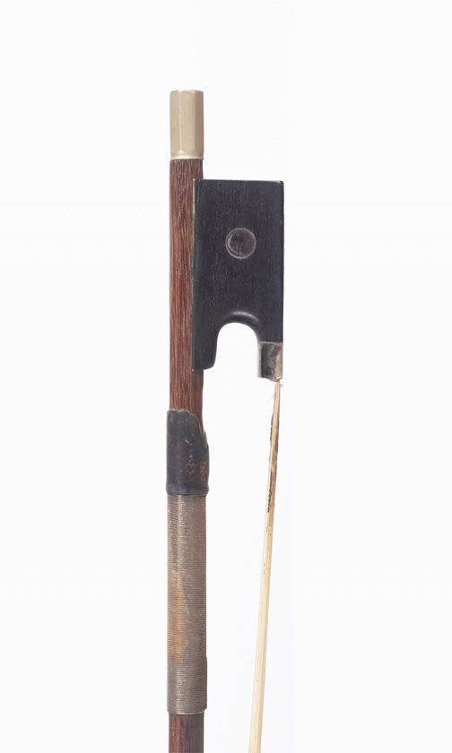 A silver-mounted violin bow, unbranded