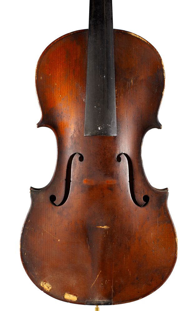 A violin, labelled P. Gautie et Cie.