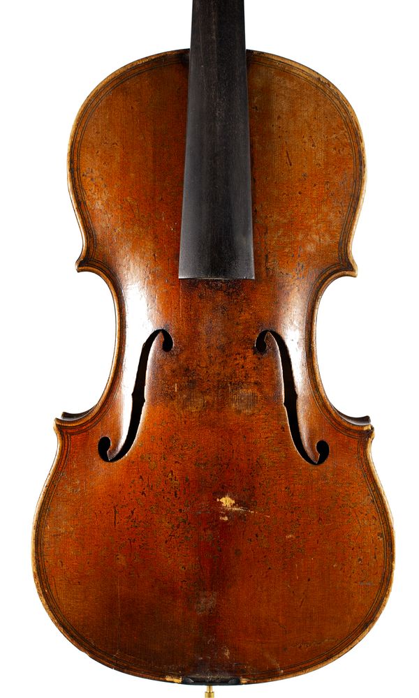A violin, labelled Giovan Paolo Maggini