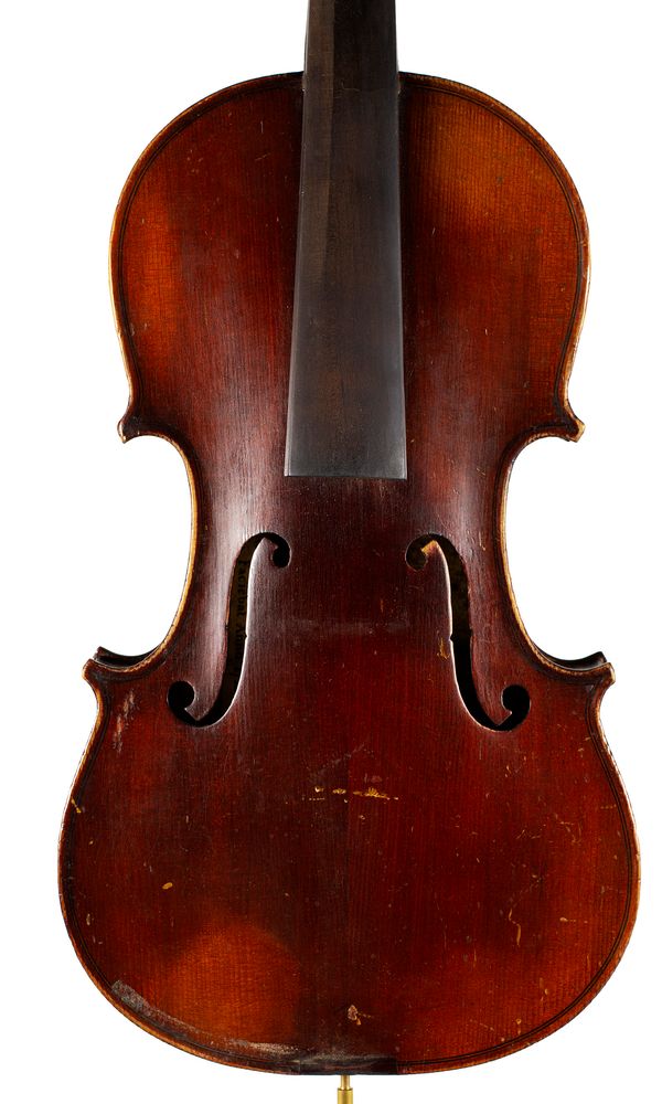 A violin, labelled Copie de Antonius Stradiuarius