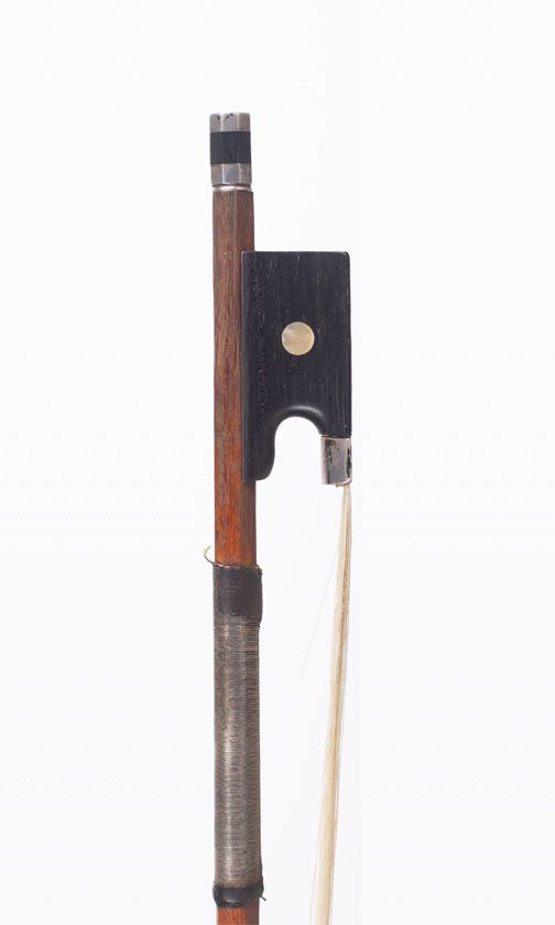 A silver-mounted violin bow, unbranded