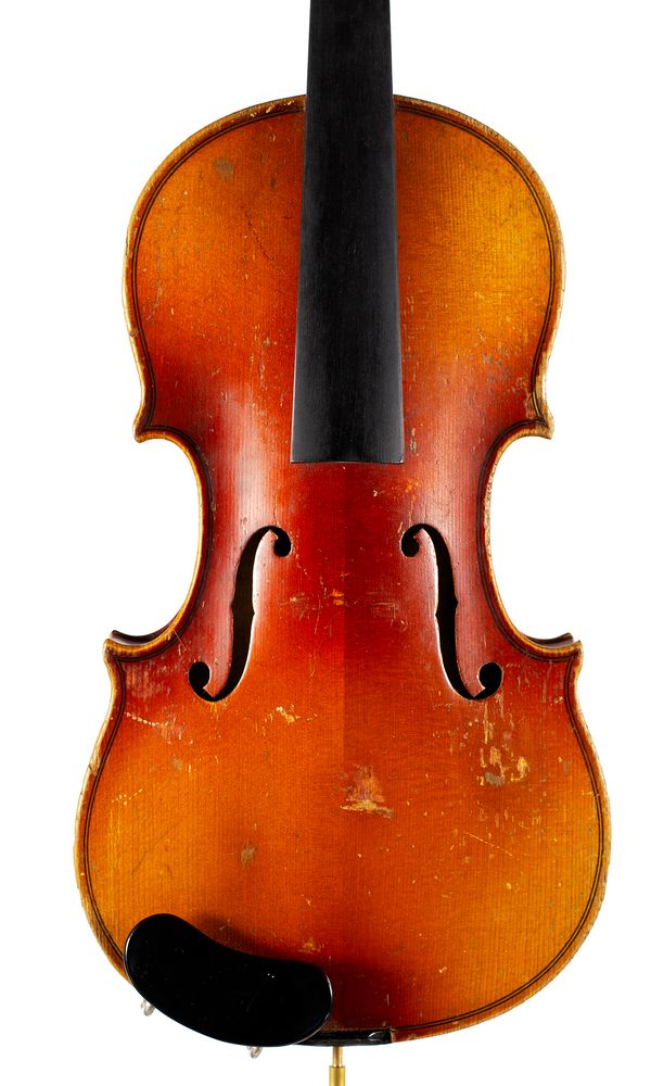 A half-sized violin, labelled Copy of Nicolaus Amati