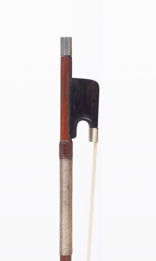 A silver-mounted violin bow, unbranded