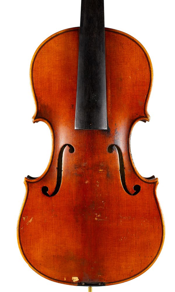 A violin, labelled Matthias Hoffmann