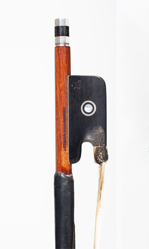A silver-mounted cello bow by Lothar Hermann