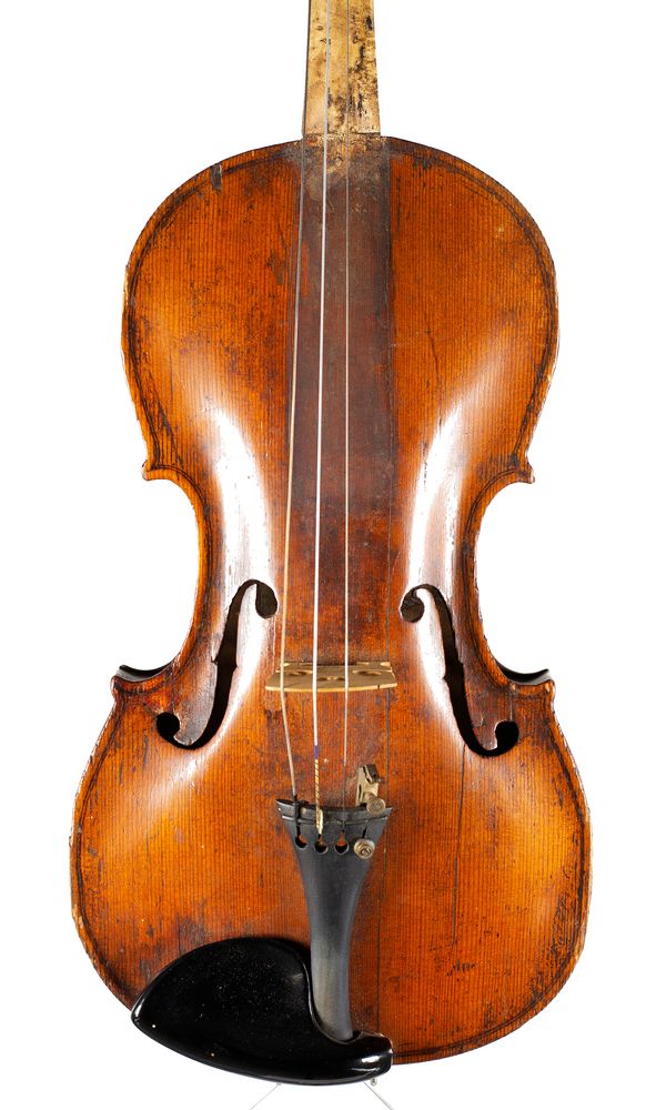 A violin, faintly labelled