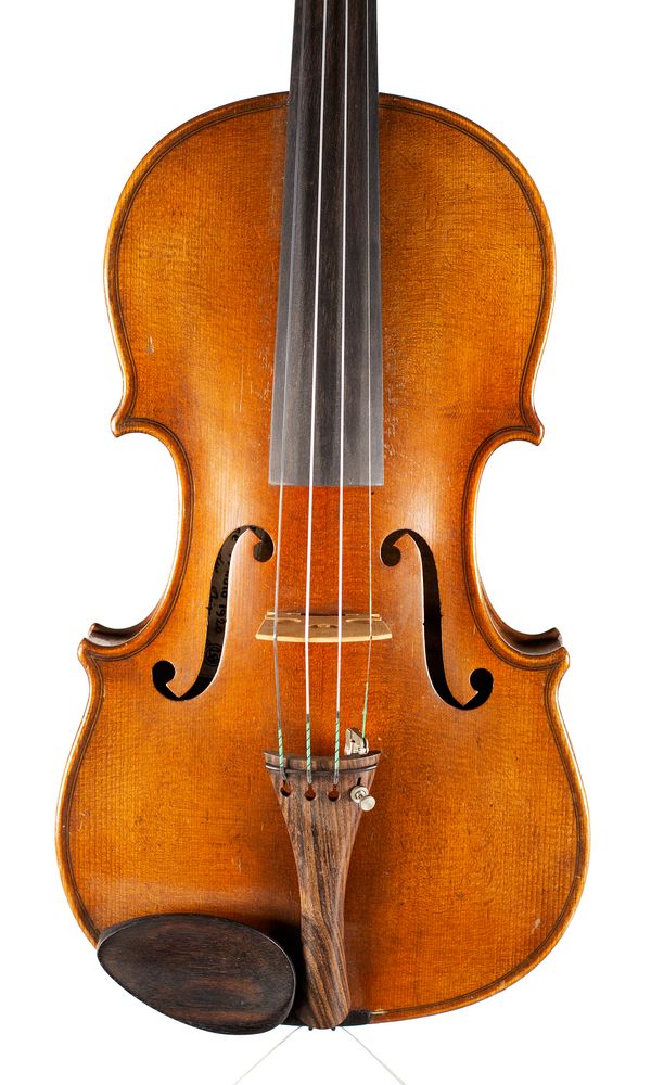 A violin, labelled Leandro Bisiach