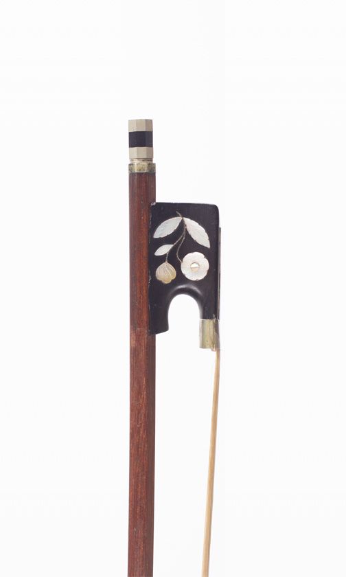 A nickel-mounted cello bow, unstamped