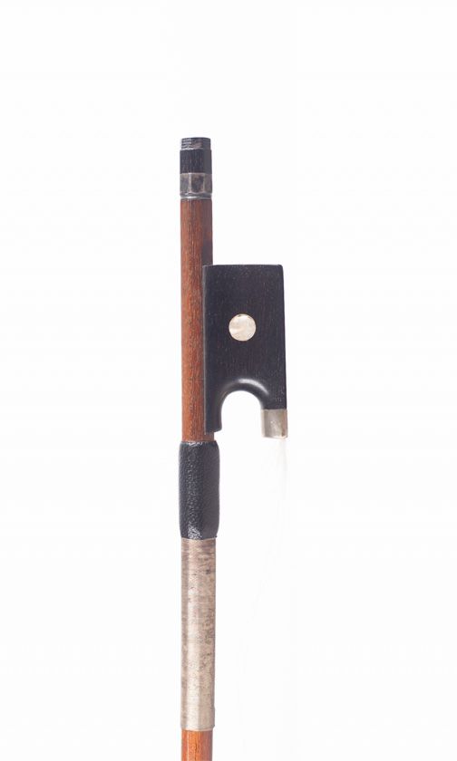 A nickel-mounted violin bow, unstamped