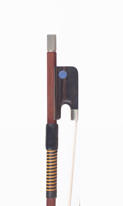 A nickel-mounted cello bow by Marco Raposo, Brazil