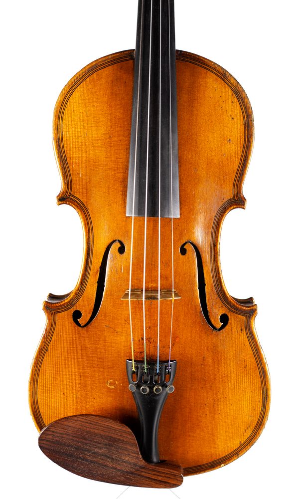 A violin, labelled Giovan Paolo Maggini