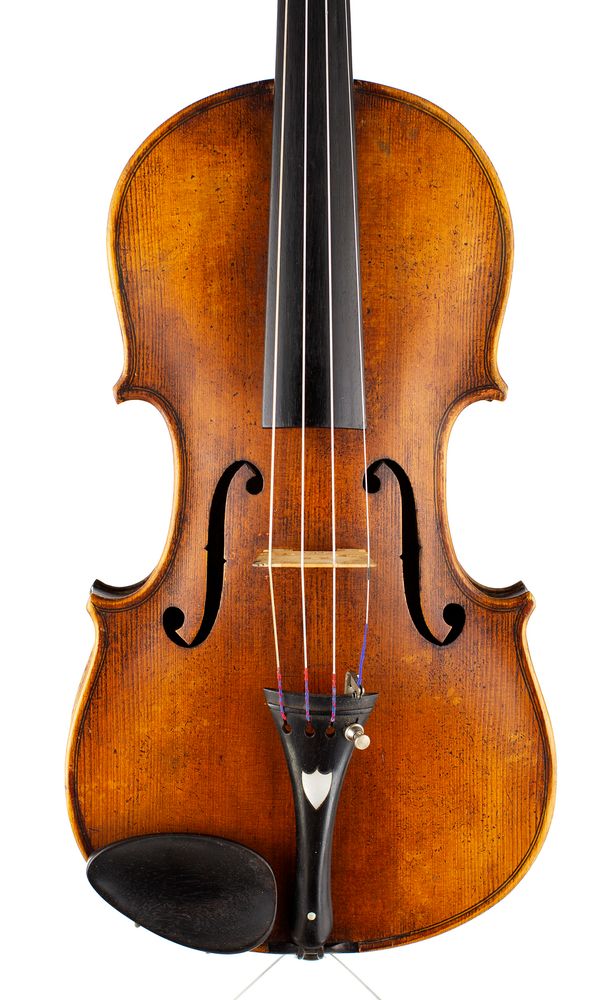 A violin, labelled Lacote