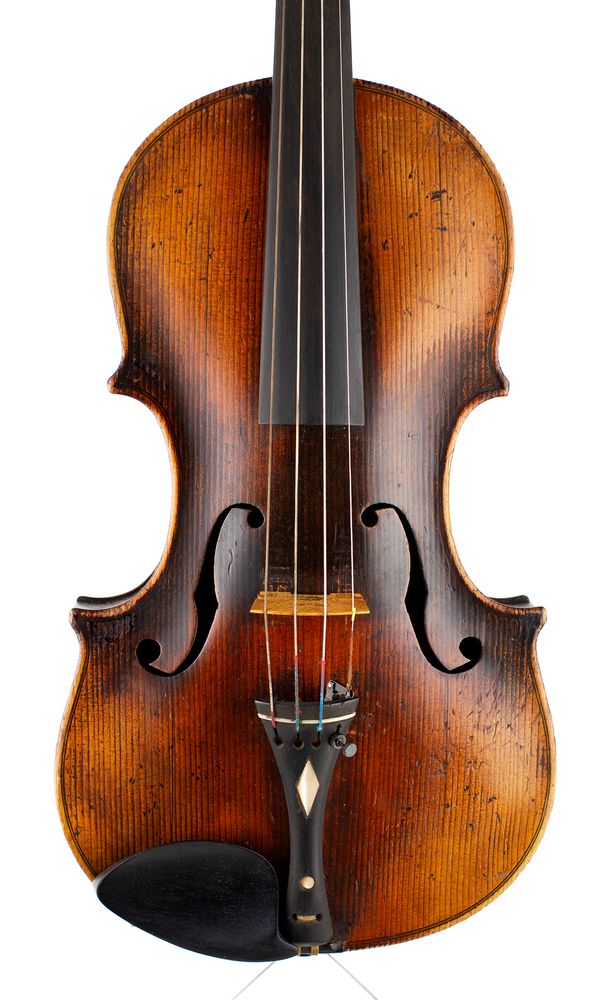 A violin, labelled Amati