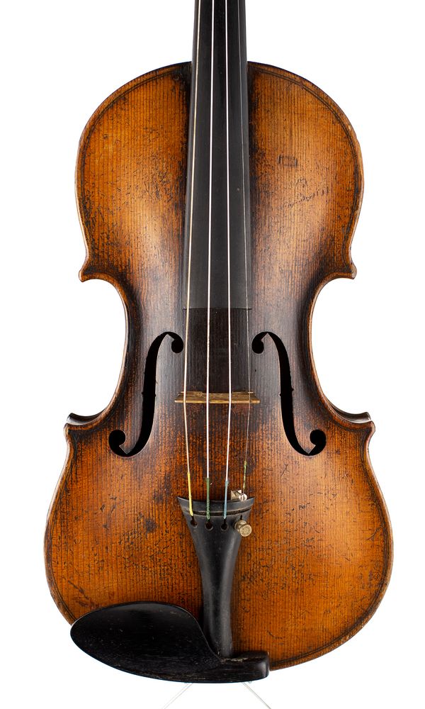 A violin, labelled Antonius Stradivarius Cremonensis