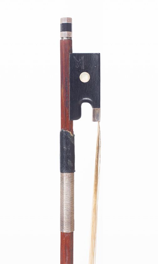 A silver-mounted violin bow by Adolf G. Schuster, Germany