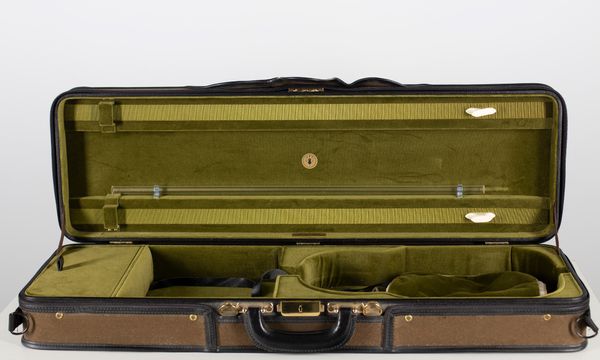 A violin case branded M. A. Gordge