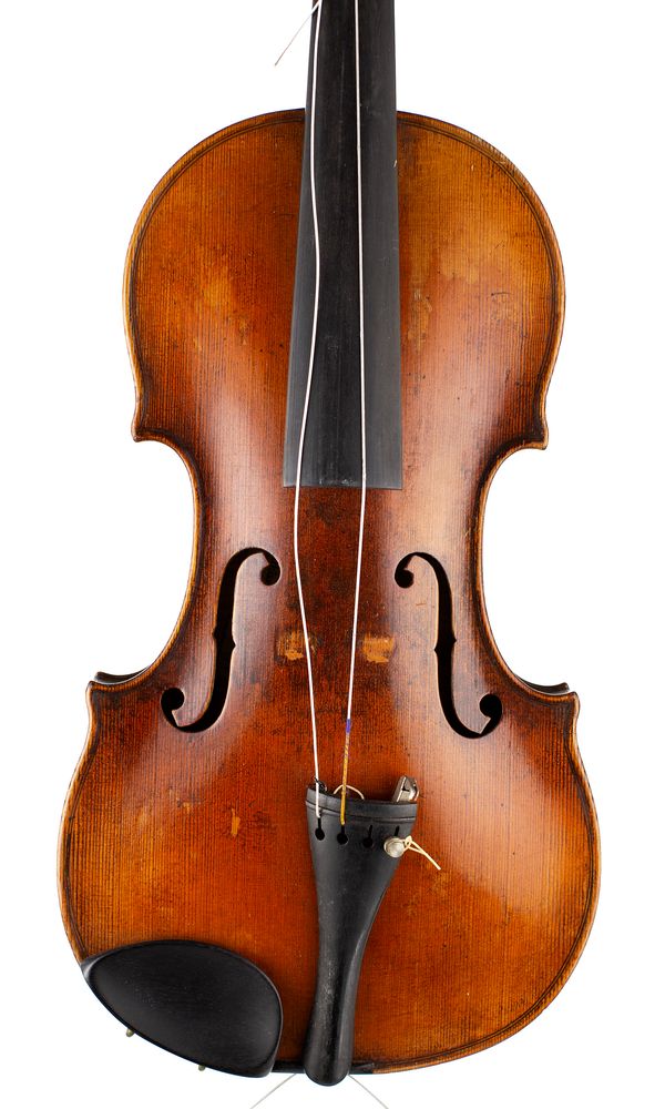 A violin, labelled Mathias Klotz