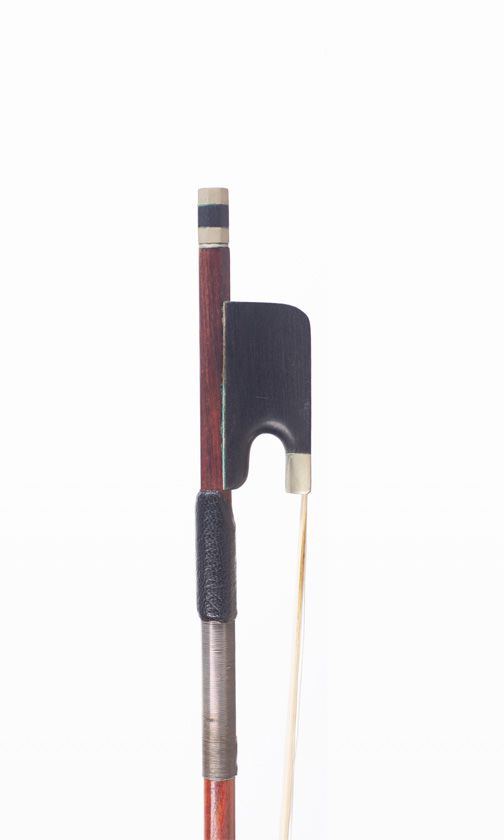 A nickel-mounted violin bow, unbranded