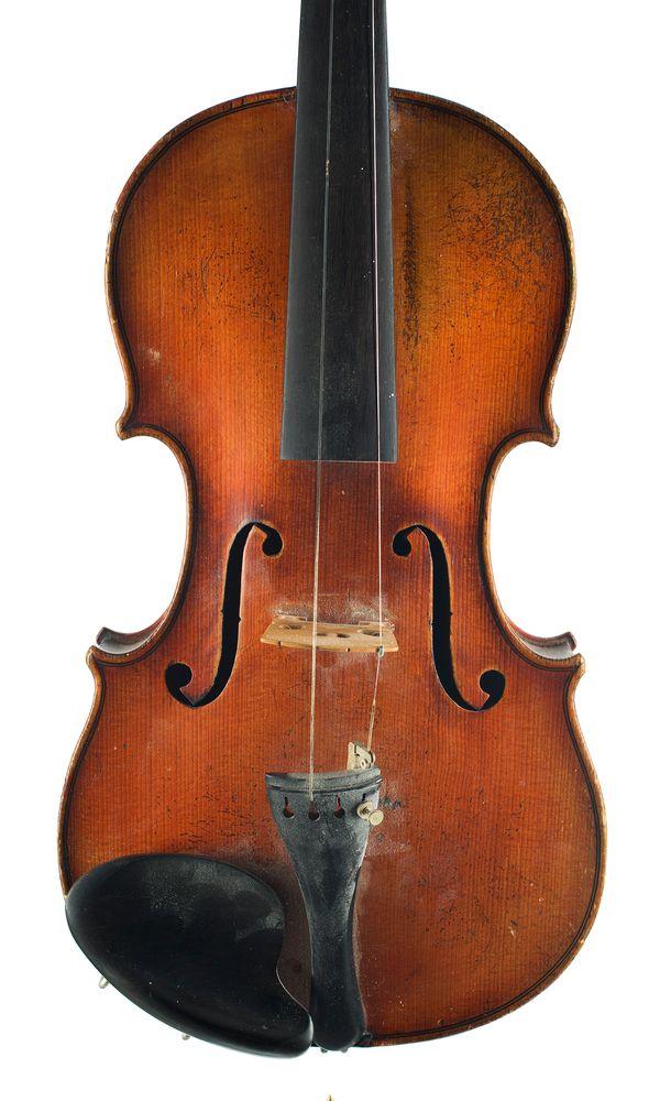 A violin, labelled Petrus Guarnerius