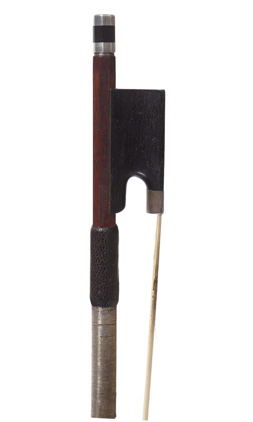 A silver-mounted violin bow, branded F. K. Muller